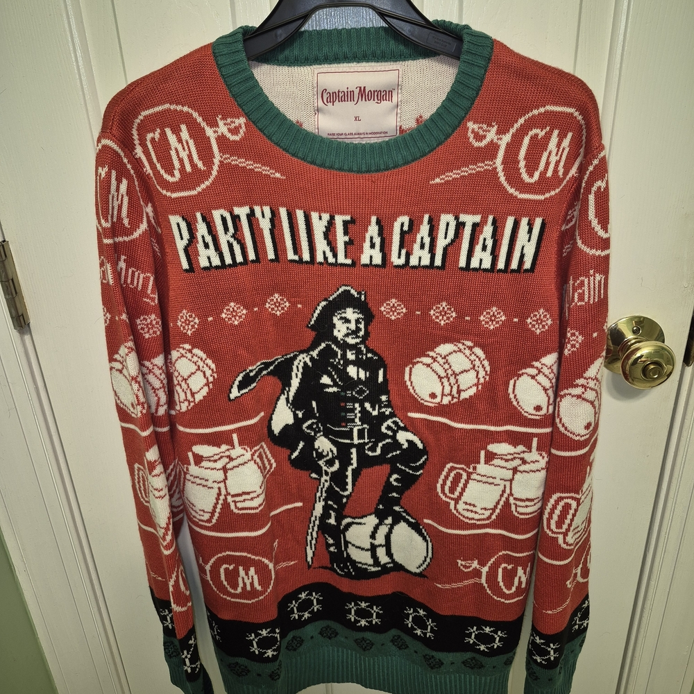 Captain Morgan Men's Ugly Christmas Sweater Size XL